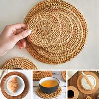 Assiette tissée à la main en rotin et jonc de mer naturel, motif circulaire floral, écologique, décoration de table pour la maison, fabriquée à Da Nang TUYET