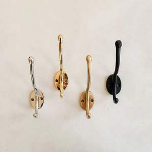 Crochet utilitaire en laiton aspect chrome, crochet utilitaire de luxe en cuivre et noir, crochet mural en laiton finition antique naturelle - Product Image 4