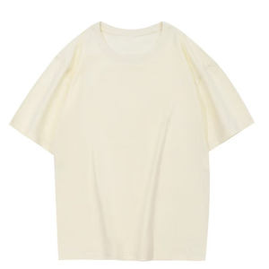 T-shirt décontracté pour homme en coton pur 220g, couleur unie, coupe ample, absorbant la transpiration, avec logo personnalisé OEM. - Product Image 5