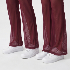 Leggings évasés en résille transparente, style sport, taille à cordon de serrage, pantalon évasé transparent, tenue de soirée sexy, leggings évasés en résille transparente - Product Image 3