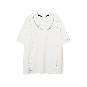 เสื้อยืดโอเวอร์ไซส์ผู้ชาย แขนสั้น คอกลม สีพื้น สไตล์สตรีท ผ้าเจอร์ซีย์คอตตอน 100% - Product Image 4