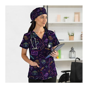 Unisex Classic White Cotton <b>Scrub</b> <b>Sets</b> with Jersey Fabric Needle Detection Professional Medical Nurse Uniform for Hospital Use - Product Image 5