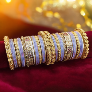 Stylish Gold Plated Crystal Stone <b>Bangles</b> <b>Set</b> Shimmering Crystal Work for Ethnic Wear 10575602PU_2.4 - Product Image 3