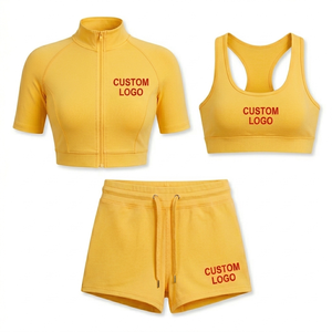 Conjunto de 3 piezas personalizado de algodón acanalado para mujer, ropa casual de manga larga y leggings, conjunto de descanso 2026 - Product Image 3