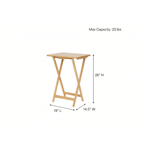 Set di 2 Tavolini Pieghevoli Moderni per TV con Ripiano Portaoggetti in Legno di Gomma Naturale 19"L X 14.5"W X 26"H per Soggiorno Uso Interno - Product Image 5