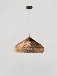 Large Dome Rattan Pendant Lamp Perfect For Dining Room Kitchen Island Modern <b>Ceiling</b> Hanging <b>Light</b> Fixture - Product Image 4