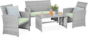 Lightweight 4 Piece PE <b>Rattan</b> Outdoor Furniture Set Easy Assembly Wicker Patio <b>Sofa</b> with Coffee Table for Small Terrace - Product Image 4