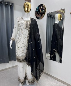 BOUTIQUE COLLECTION GEORGETTE EMBROIDERY SEQUENCE WORK TOP PALAZZO WITH DUPATTA 83757 EID SPECIAL SALWAR KAMEEZ SET AC-7103 - Product Image 1