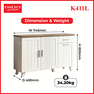 Mueble de Cocina Moderno Essence K411(L) en Roble Blanco + Aglomerado de Nogal, Tableros MDF, Cubierta de Melamina PU Laminada, Cajones - Product Image 6