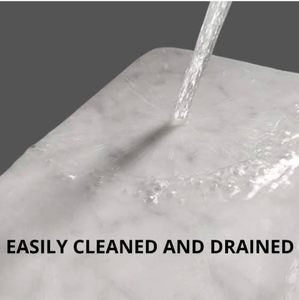 เขียงทรงสี่เหลี่ยมผืนผ้าหินอ่อนสีขาวลายหินอ่อนยุคหินเขียงหนาจับง่ายเครื่องล้างจานปลอดภัยสำหรับใช้ในครัวและบ้าน - Product Image 6