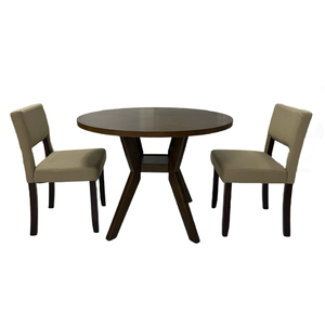 Chaise de salle à manger rembourrée Cafe Silhouette, table en bois, ensemble trois pièces, bureau rond petit en bois massif, style moderne et minimaliste - Product Image 6