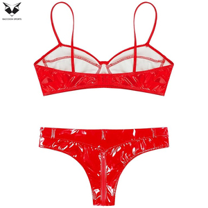 2026 Newest Adjustable <b>Strap</b> <b>Bra</b> Two Piece Leather Look Bralette and Zipper Front Briefs for Clubwear Women Leather <b>Bra</b> & Briefs - Product Image 4