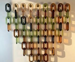 FAIZA CRAFT FC-7515 Handcrafted Multi Color Epoxy Resin Chain Link <b>Wall</b> Decor Modern <b>Art</b> Hanging Sculpture <b>Natural</b> Finish Diwali - Product Image 3