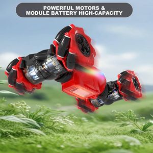 Coche de Control Remoto Rojo con Gestos, Coche de Acrobacias Transformable con Rotación de 360 Grados, Vehículo con Luces LED y Música - Product Image 3