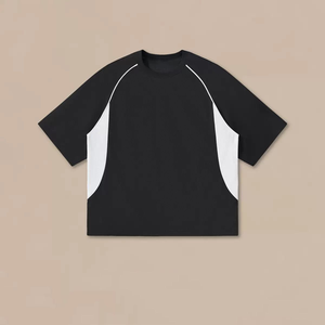 Camisetas de streetwear personalizadas extragrandes con paneles en contraste, camisetas de verano lisas, camisetas casuales con bloques de color - Product Image 5