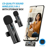 Microphone cravate sans fil portable 2-en-1 professionnel H02 avec suppression du bruit pour enregistrement vidéo pour iPhone