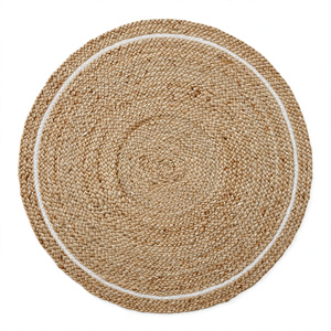 Tapis d'appoint rond artisanal en jute naturelle, tressé et tissé, style bohème, pour salle à manger, exporté du Bangladesh - Product Image 2
