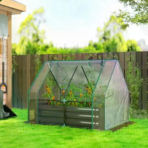 Grande Serra da Giardino Moderna Pop-up in Acciaio Zincato con Telaio in Legno/Acciaio e Materiale in PVC/Vetro per la Crescita delle Piante all'Aperto - Product Image 1