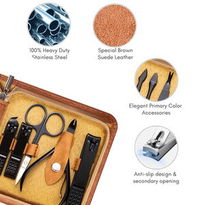 Ensemble de manucure élégant noir pour soins des ongles, outils de toilettage en acier inoxydable pour hommes et femmes, idéal pour les voyages d'affaires, vente en gros - Product Image 4