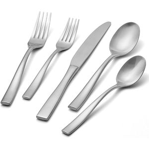Ensemble de couverts en acier inoxydable mat pour 8 personnes, 40 pièces, comprenant des fourchettes, des couteaux, des cuillères, passe au lave-vaisselle - Product Image 1