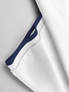 Men's Customizable White Cotton for Shirt Short Sleeve Customized Color Breathable Casual Front Logo Design Jersey Fabric - Product Image 5