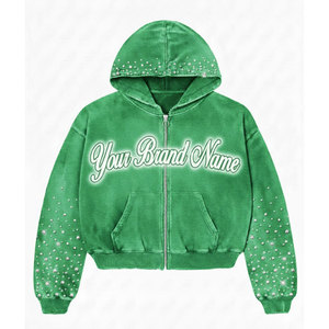 Men’s Oversized Vintage Washed Hoodie with Custom Graphic Print and Embroidered Zipper Detail. - Product Image 6