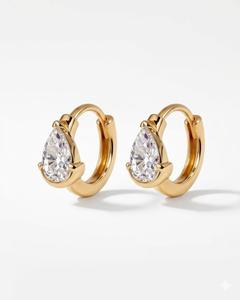 Pendientes de Aro Minimalistas con Diamantes Cultivados en Laboratorio, Corte Pera, 1.50CT, Claridad VS VVS, Color DEF, Oro Sólido de 14K/18K, Certificados por IGI - Product Image 1