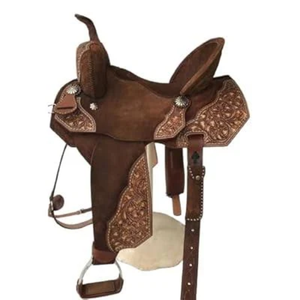 Selle de cheval western artisanale en cuir véritable, décorée de motifs floraux, pour la randonnée, le ranch et les spectacles équestres, confortable, durable et de qualité supérieure. - Product Image 2