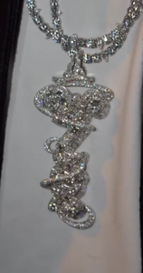 Collier Pendentif Couronne Serpent Moissanite Hip Hop en Argent 925, Chaîne Tennis Baguette Unisexe Sertie de Pierres, Bijoux Personnalisés Plaqué Or/Argent - Product Image 4