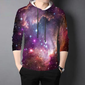 เสื้อฮู้ดดี้พิมพ์ลายกาแล็กซี่สำหรับผู้ชาย ทรงปกติ ซิปหน้า สวมใส่สบาย พิมพ์ลายแบบซับลิเมชั่น ผ้าโพลีเอสเตอร์ถัก สไตล์ฤดูใบไม้ร่วง - Product Image 4