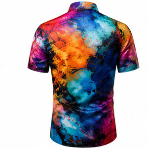 Camisa tropical estampada premium para hombre con tela ligera y transpirable, estilo casual con botones para vacaciones de verano y playa - Product Image 2