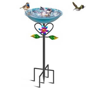 Nouveau design tendance fait main, mangeoire à oiseaux en métal et support de nettoyage, bain d'oiseaux décoratif au look élégant, prix de gros - Product Image 6