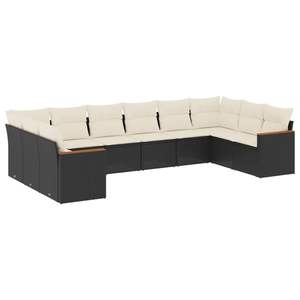 Conjunto de Sofás Modulares Grandes de Ratán PE Negro para Jardín, Muebles Modulares Elegantes para Exteriores - Product Image 2