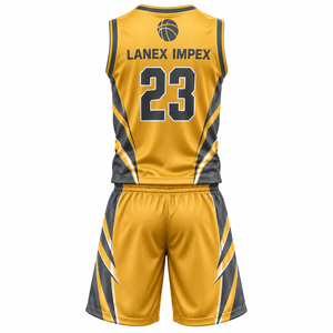 Ensemble Maillot et Short de Basketball Doré pour Hommes – Tenue de Sport Personnalisée avec Logo et Numéros – Vente en Gros Direct Usine - Product Image 3