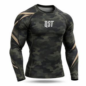 Camiseta de compresión QST para hombre, manga larga, camuflaje, de secado rápido, para ropa deportiva, fitness y entrenamiento. - Product Image 1