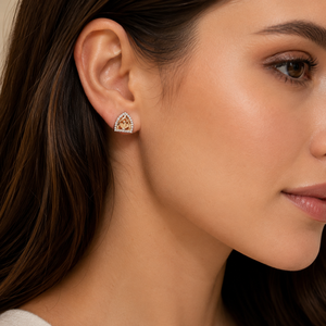 Pendientes Geométricos de Diamantes en Oro Rosa de 18K para Mujer, Acabado Pulido, Minimalistas, Regalo para Boda o Fiesta, Joyería Fina - Product Image 1