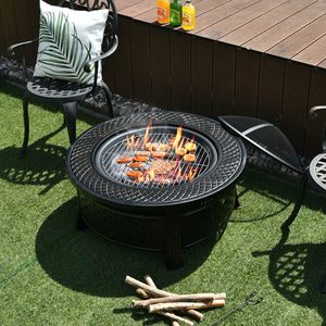 Braciere da Esterno Resistente alle Alte Temperature con Griglia BBQ Integrata - Product Image 2