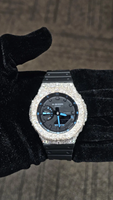 Montre G Sh0 entièrement sertie de diamants Moissanite VVS, style Bust personnalisé, luxe Hip Hop, mouvement à quartz MIYOTA, boîtier en acier inoxydable, bracelet en caoutchouc