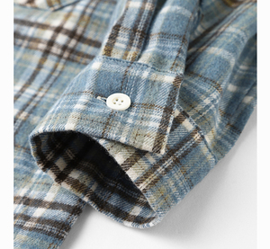 OEM Flannel <b>Plaid</b> <b>Shirt</b> Men's Pure Cotton Casual Loose Collar Jacket - Product Image 2