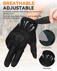 Gants tactiques pour moto, gants de motard noirs, compatibles écran tactile, pour paintball, travail, moto, escalade - Product Image 5