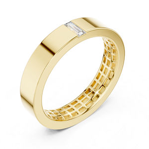 แหวนหมั้นเพชรทรงบาแก็ตต์ทองคำขาว 14K เพชรเพาะเลี้ยงสำหรับผู้หญิง |   เพชรที่เพิ่งเพาะเลี้ยง - Product Image 3