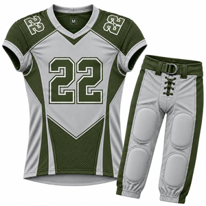 Ensemble d'uniformes de football américain pour hommes, sublimé, col en V, manches courtes, polyester respirant, ajusté, toutes saisons - Product Image 5