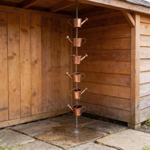 Chaîne de pluie élégante en cuivre pour arrosoir de plantes, idéale pour l'accentuation esthétique des jardins extérieurs et la gestion écologique de l'eau, provenant d'Inde. - Product Image 6