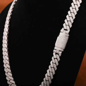Chaîne cubaine en or massif 14 carats pour homme, 14 mm, plaquée or 18 carats, avec diamants Moissanite, collier de luxe style Hip Hop pour rappeur - Product Image 2