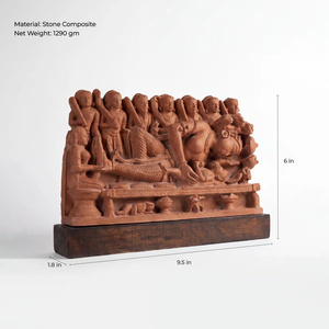 Sculpture de la naissance de Krishna |   Réplique d'art de temple hindou Janmashtami du Xe siècle, rare, provenant d'un musée - Product Image 5