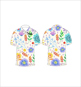 เสื้อโปโลลายดอกไม้สีสันสดใส ระบายอากาศได้ดี น้ำหนักเบา เหมาะสำหรับทีมกอล์ฟ แขนสั้น พิมพ์ลายแบบซับลิเมชั่น ลายพฤกษศาสตร์ - Product Image 1