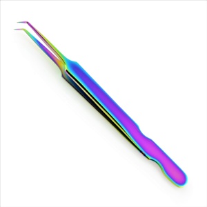 Pince à épiler d'extension de cils en acier inoxydable de qualité professionnelle à 45 degrés 6 mm revêtement Plasma arc-en-ciel Points pointus pour une utilisation optimale - Product Image 6