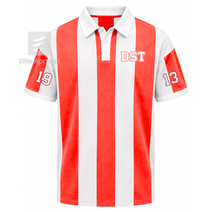 เสื้อโปโลลายทาง Delta Sigma Theta Sorority แบบสั่งทำพิเศษ พร้อมโลโก้ปักด้านหน้า สีแดงขาว แขนสั้นลำลองสำหรับผู้หญิง - Product Image 1