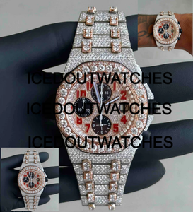 Reloj de Diamantes Moissanite para Hombre, Acabado Completamente Escarchado, Movimiento de Cuarzo, Esfera Resistente al Agua 10 Bar, Cierre de Pulsera - Product Image 2