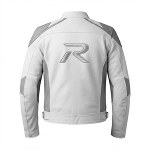 Veste de moto en cuir gris bleu pour homme RELEVO, col zippé, style motard, vêtement d'automne - Product Image 3
